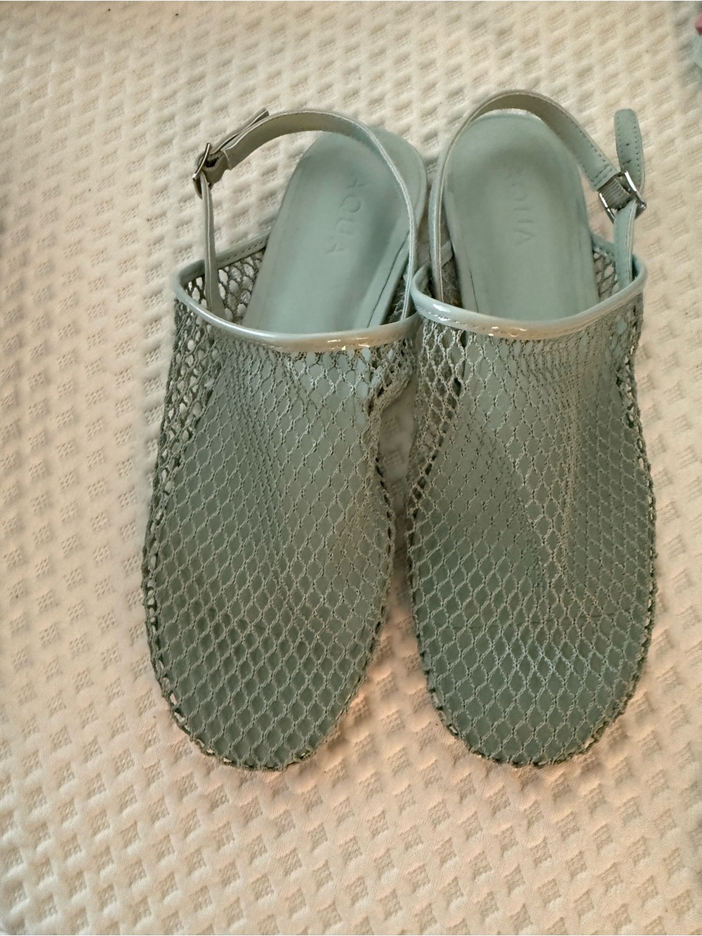 Aqua Light Green Mesh Slingback Sandals